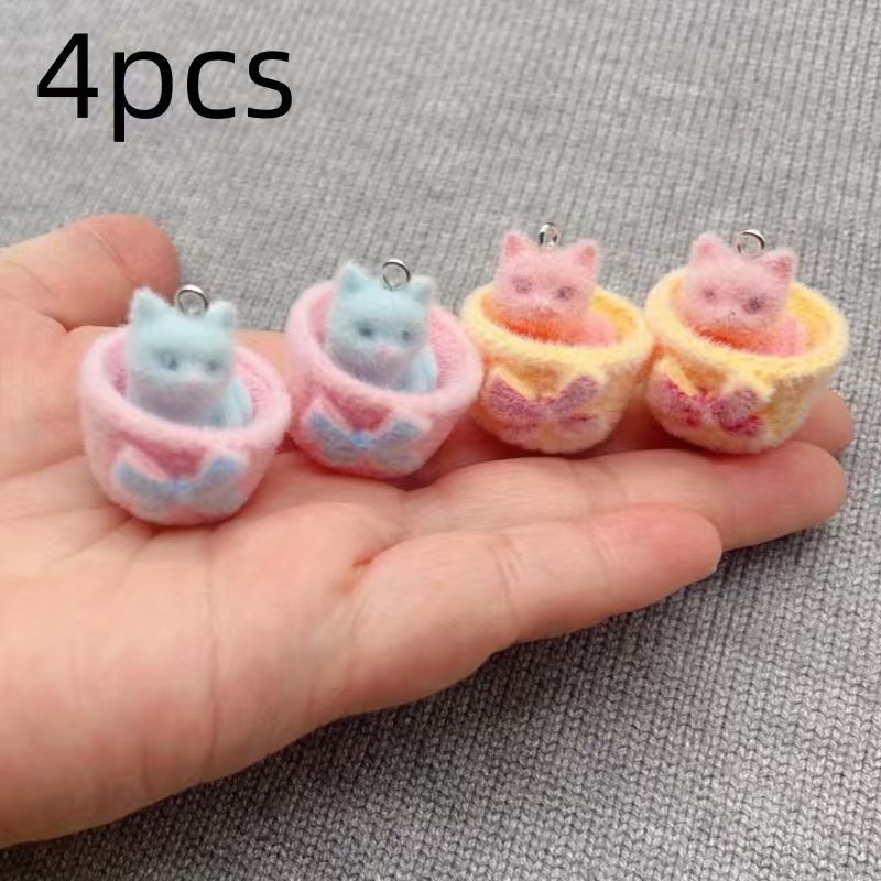 4pcs 3D plush resin cat pendan - Resin review and price