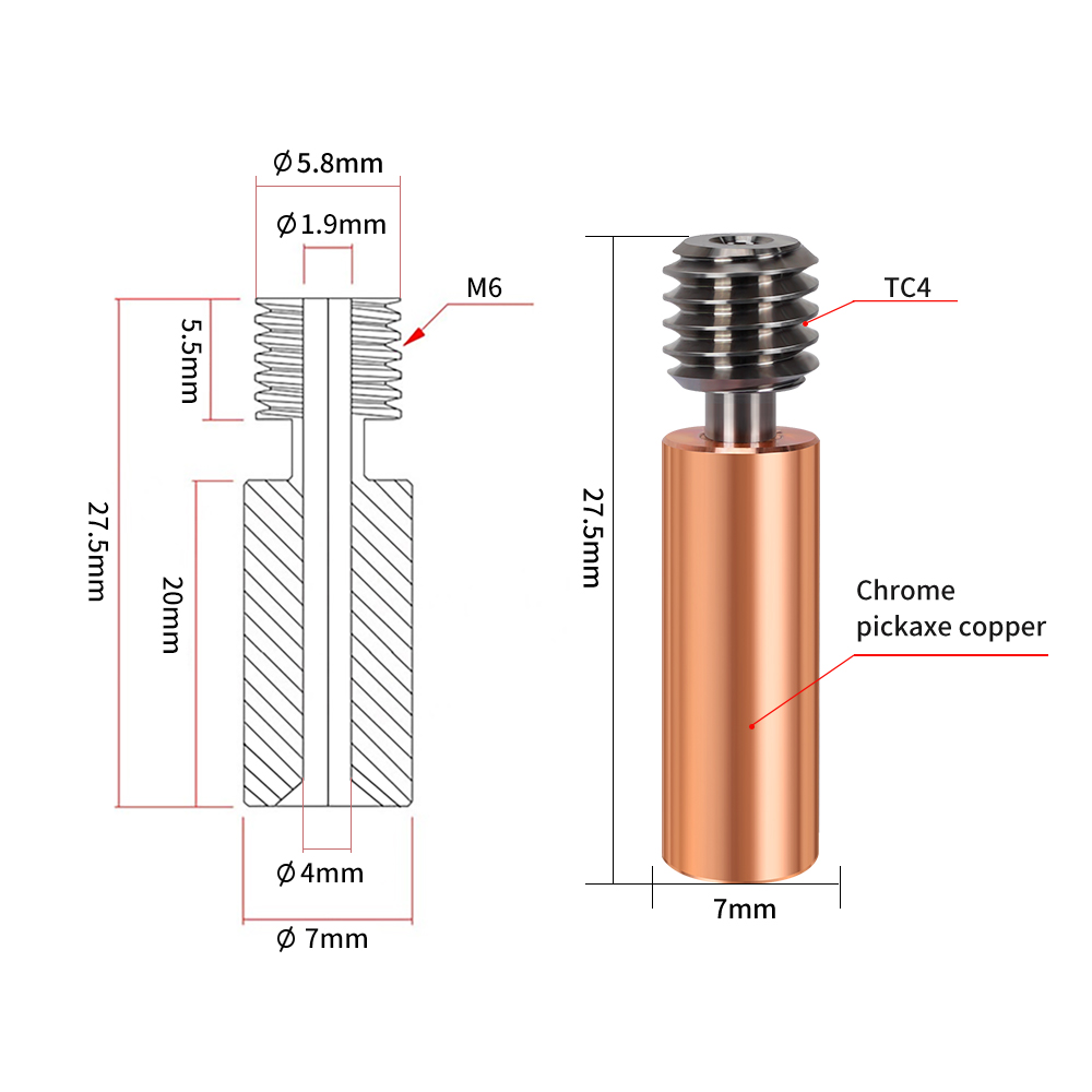 Bimetal CR10 Heatbreak Titaniu - Btt Skr Mini review and price